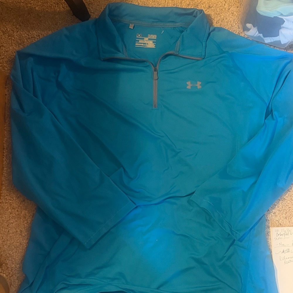 Under Armour Blue Teal All Season Quarter-Zip Golf Pullover Mens XLT